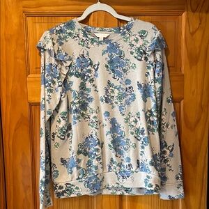 LC Lauren Conrad Blue and Gray Floral Sweatshirt